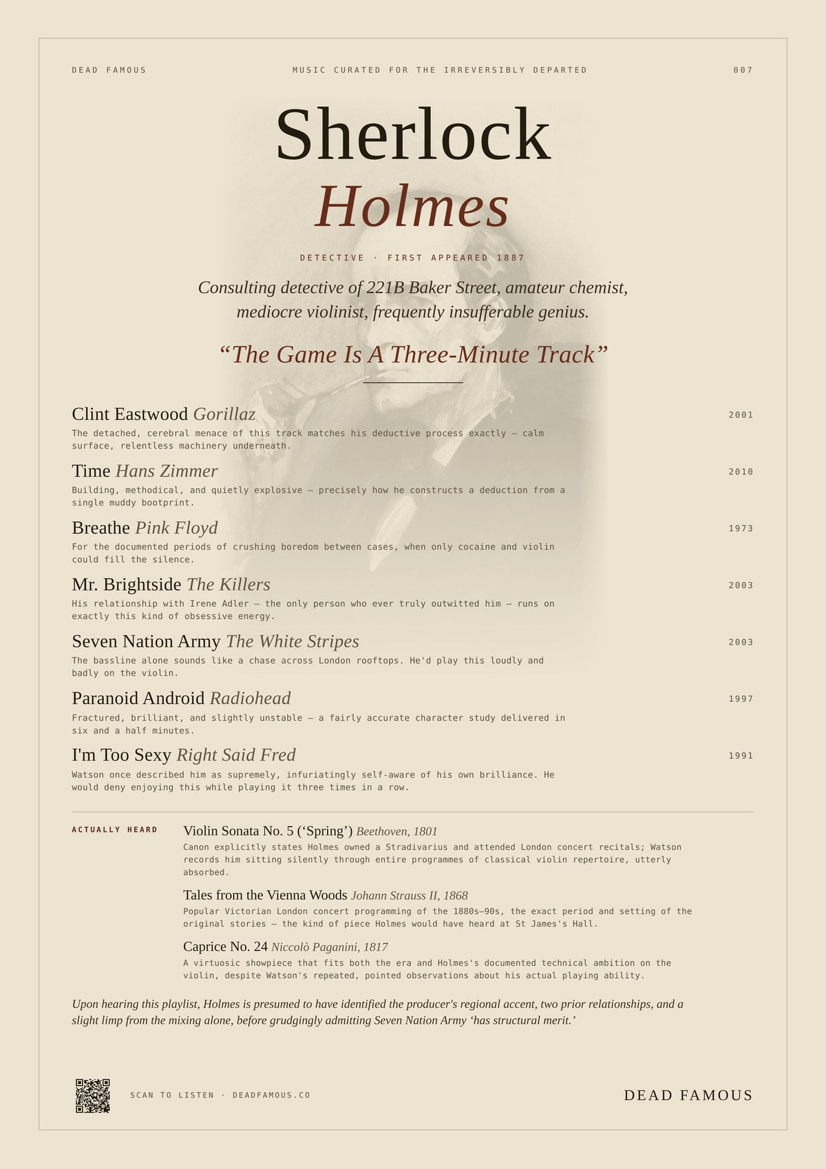 Dead Famous Sherlock Holmes Print