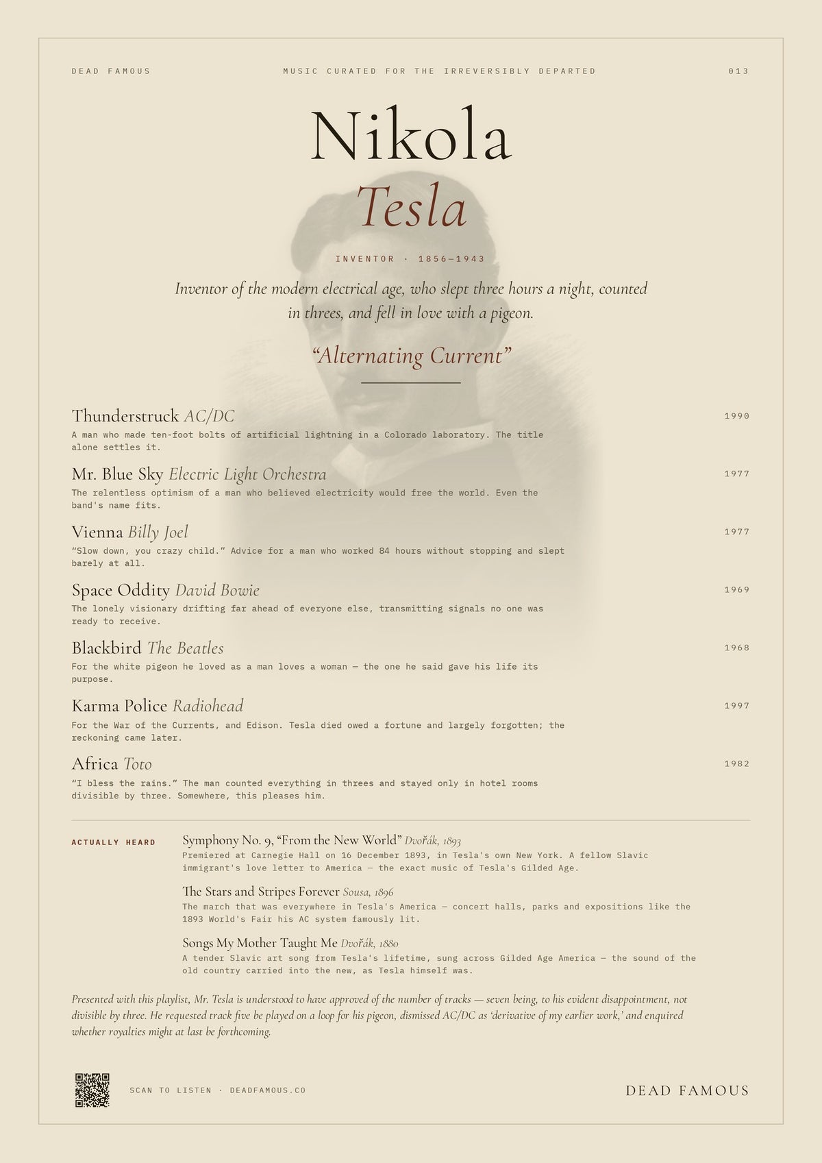 Dead Famous Nikola Tesla Print