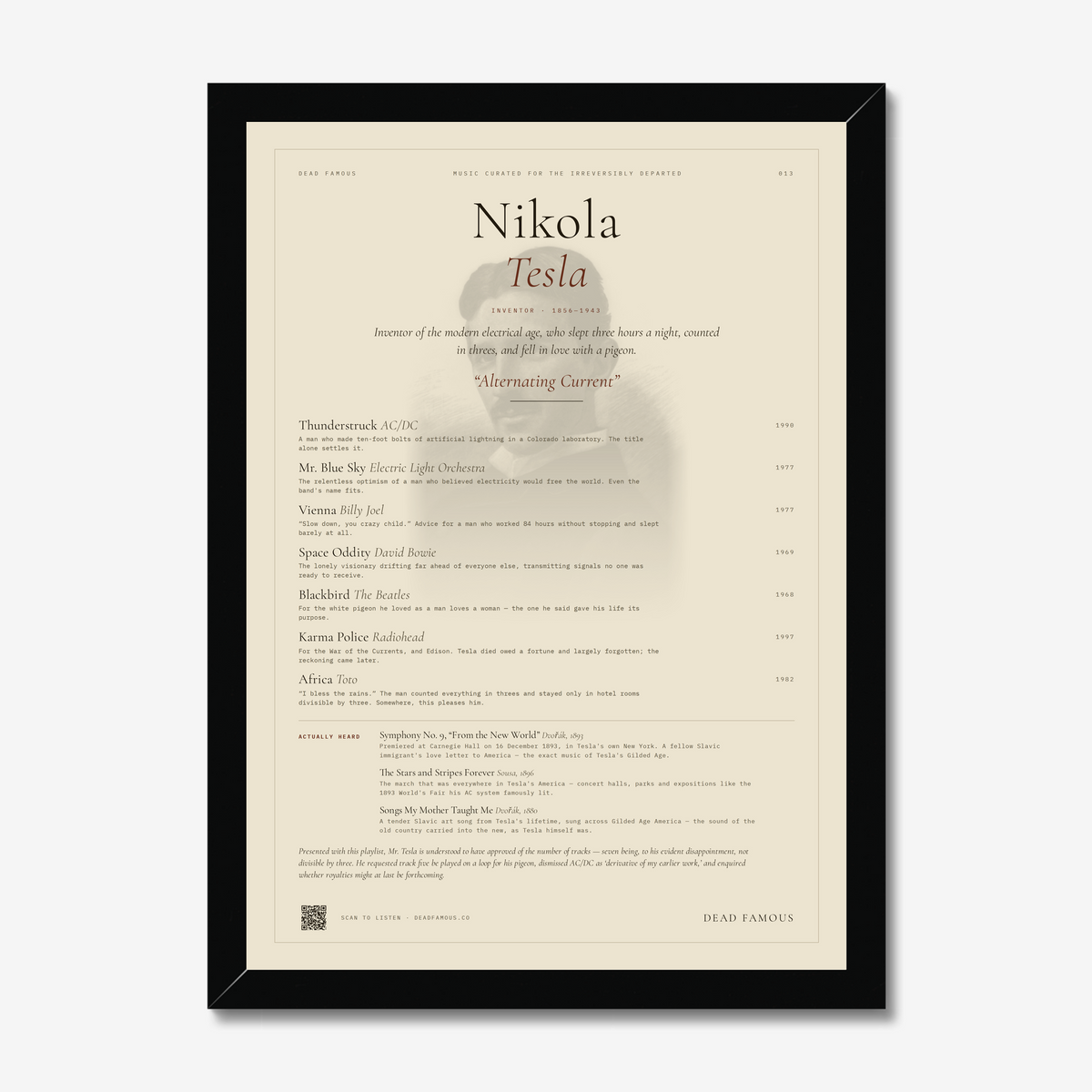 Dead Famous Nikola Tesla Print