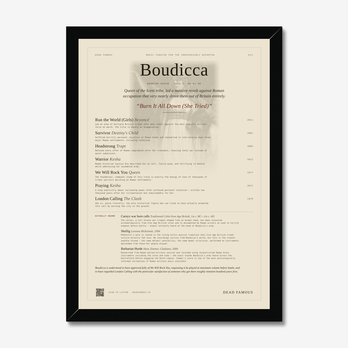 Dead Famous Boudicca Print