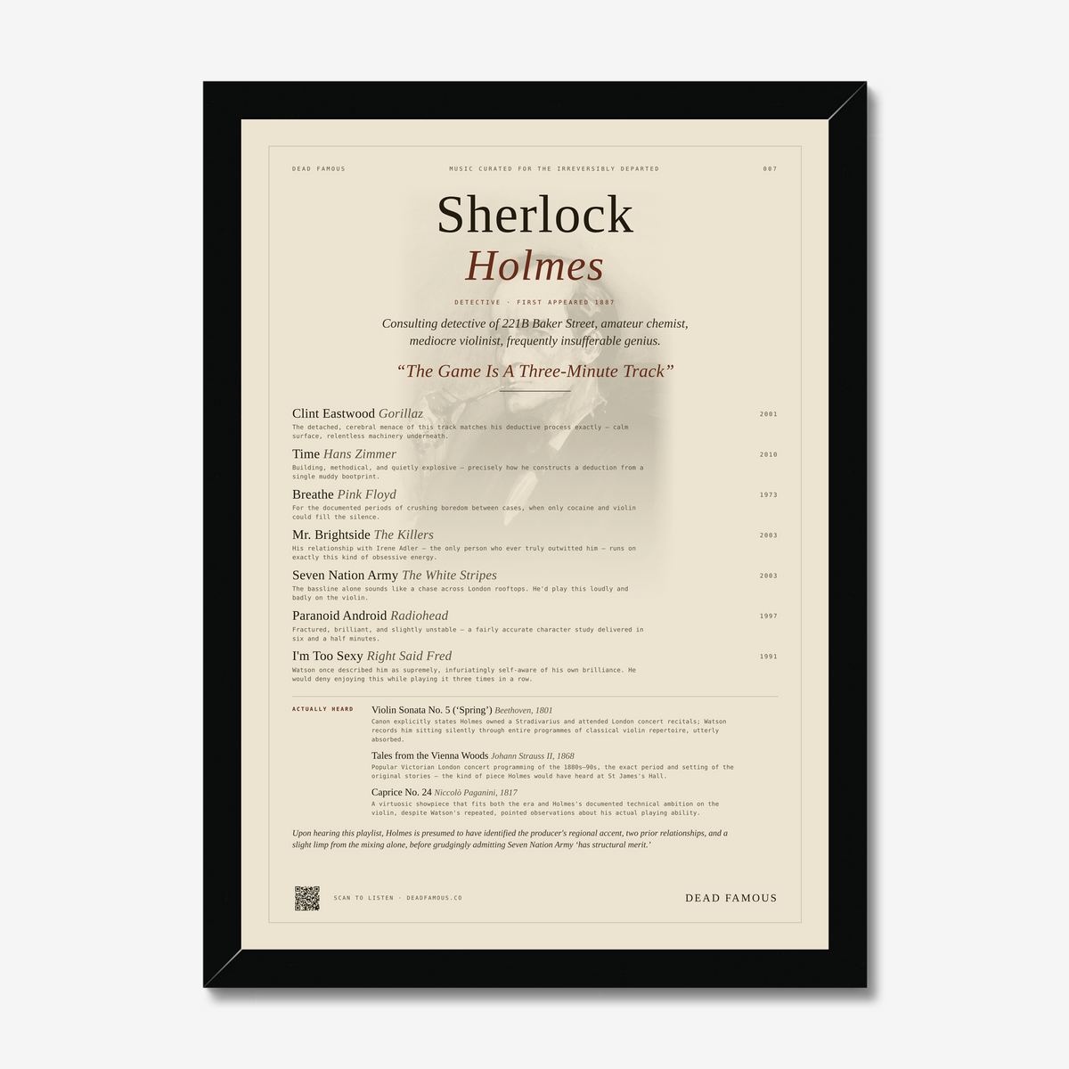 Dead Famous Sherlock Holmes Print